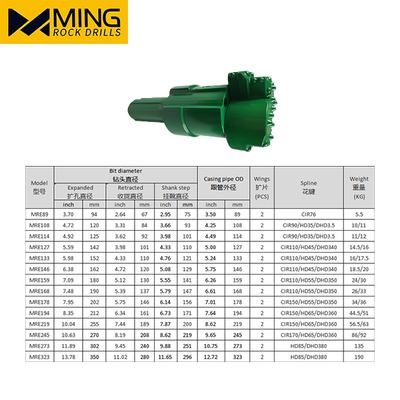OD 133mm MRE Dual Rotors Overburden Casing Drilling Bit CIR110 Shank With Casing Pipe
